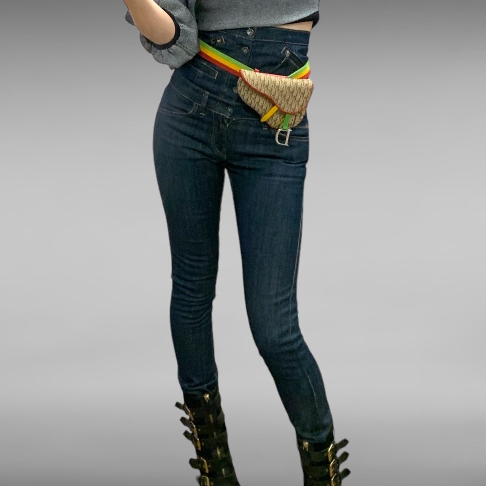 Y2K Vintage Replay Blue High Corset Waist Skinny Jeans